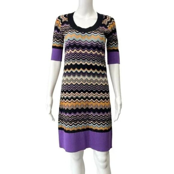 M Missoni Merino Wool Blend Zip Zag Long Sleeve Tunic Knit Top Size EU 44 - Picture 1 of 8